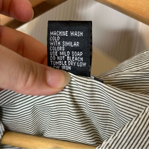 Y2K Wet Seal Green White Pleated Striped Blouse Sz L Cottagecore Western Retro - Picture 6 of 6